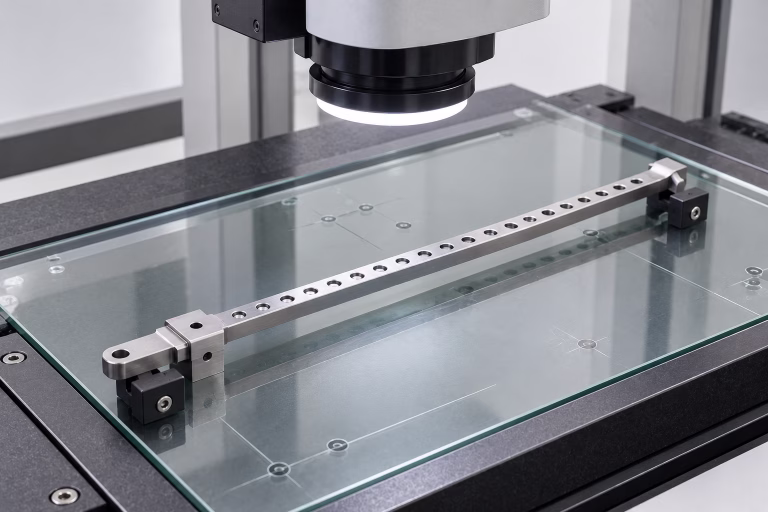 Optical inspection of precision lifter insert hole pitch and guide profile